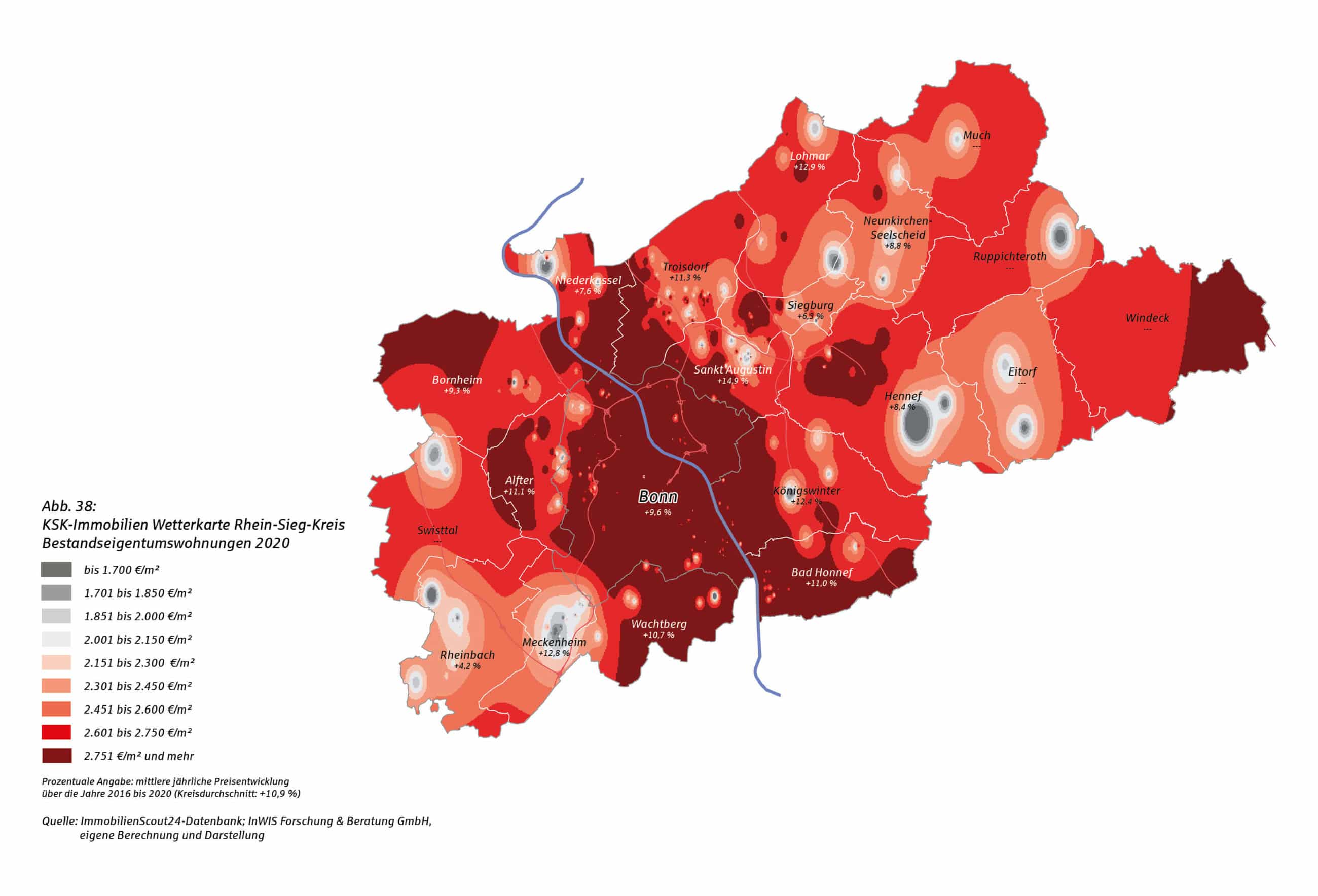 KSK-Immobilien Wetterkarte Rhein-Sieg-Kreis für Bestandseigentumswohnungen 2020