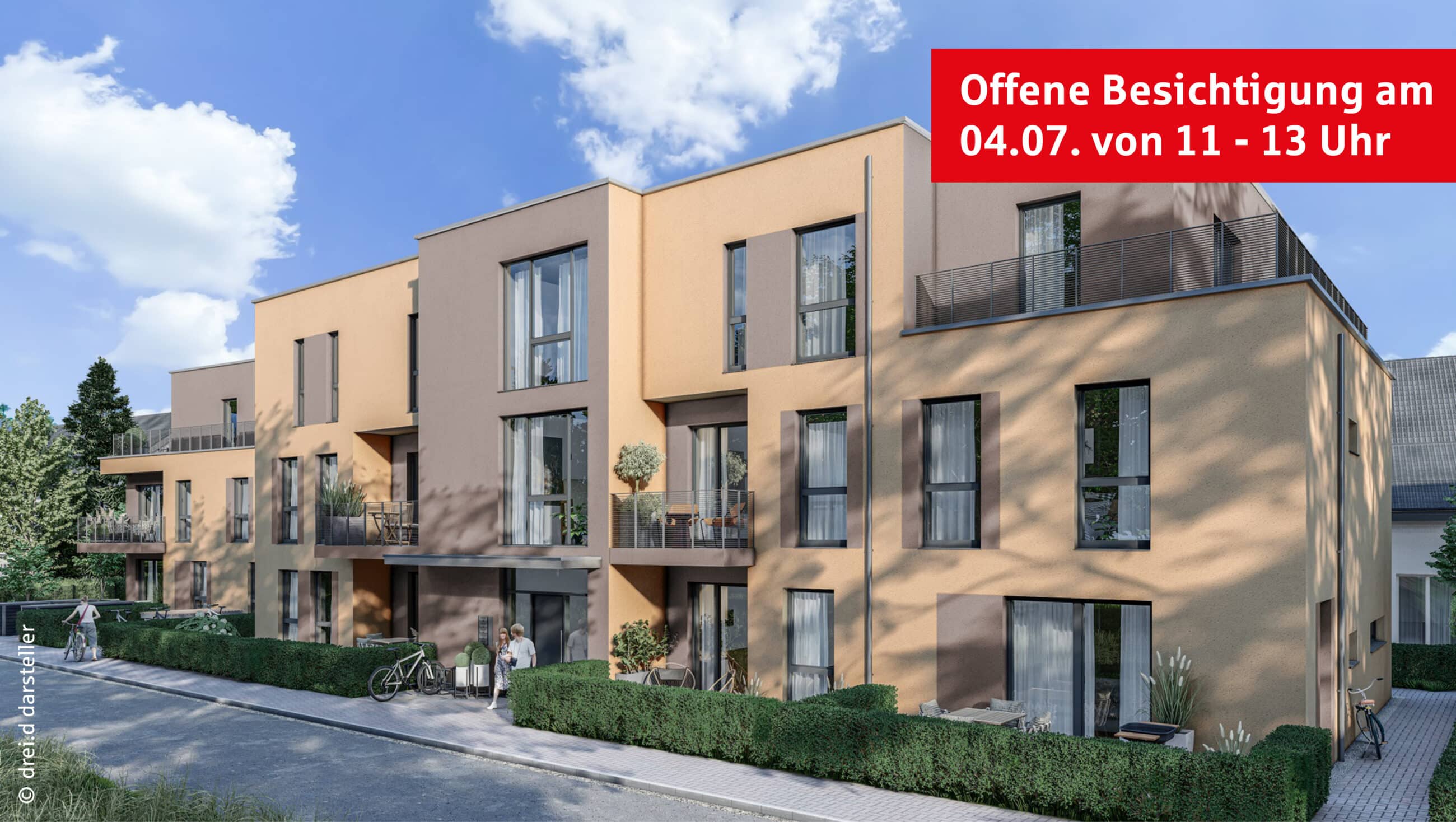 Offene Besichtigung am 04.07. von 11:00 bis 13:00 Uhr im Neubauprojekt "Alte Forststraße"