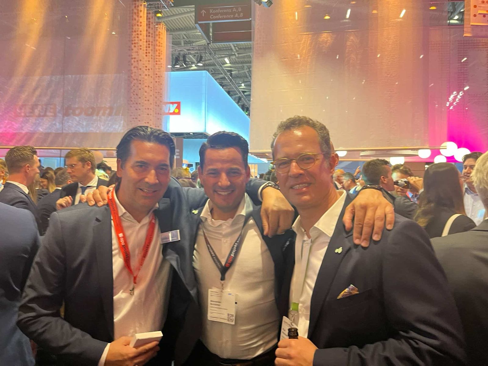 KSK-Immobilien auf der Messeparty der EXPO REAL 2023: Alexander Prentki, Alexander Schlömer, Kai Hansen